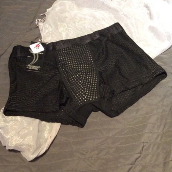 πMENS BLACK SILKY BREATHABLE BOXER BRIEFS GUY BOY - Picture 2 of 7